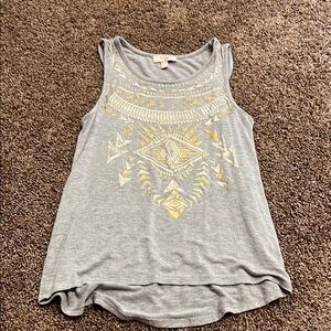Gray Tank Top with Gold Accents